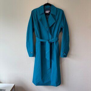 Lands' End Turquoise Blue Raincoat Trench Coat Size Small
